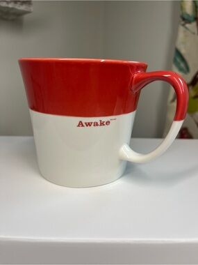 Starbucks Red and White 'Awake' Ceramic Coffee Mug
